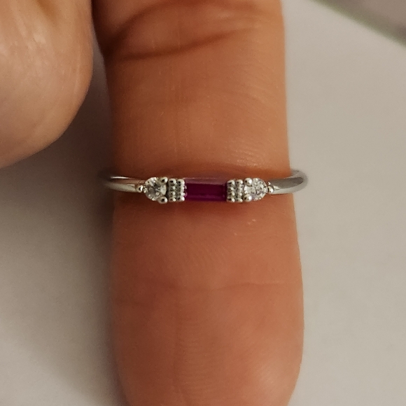 New 925 Silver Ruby Diamond Band Stacking Ring for Women - Picture 11 of 13